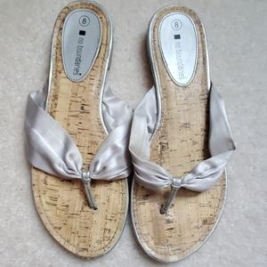 No Boundaries Silver Satin Flip Flops